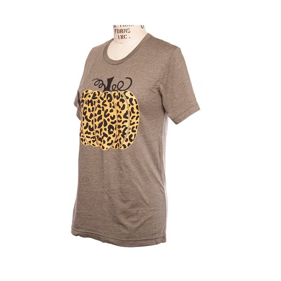 Bella Canvas Black Yellow Leopard Pumpkin Graphic Tee Shirt - Picture 5 of 9